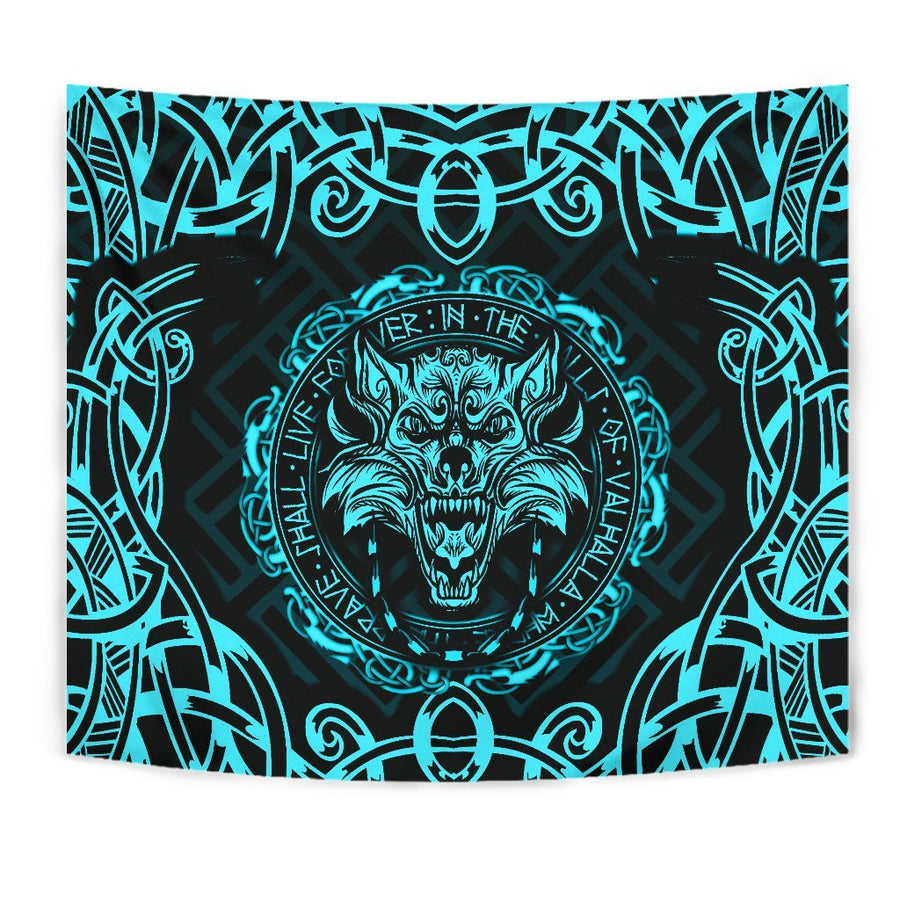 Ligerking Tapestry - Fenrir Viking Cyan 3D A27