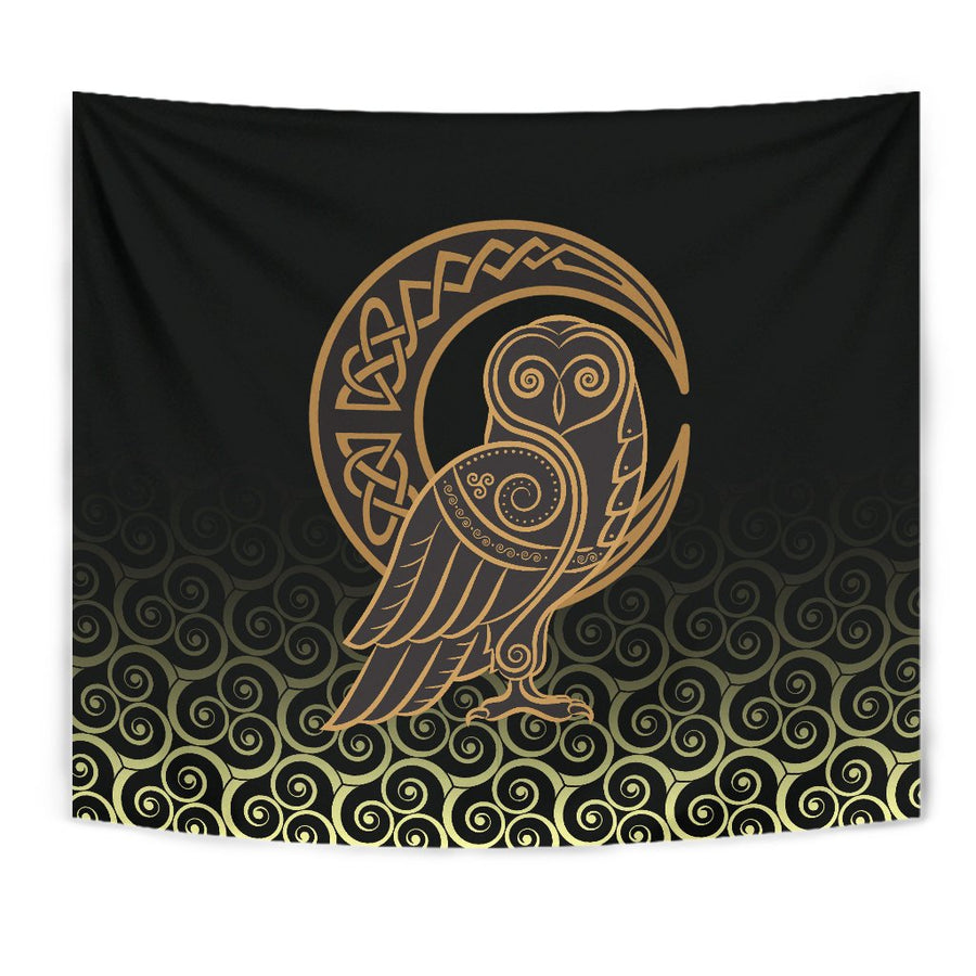 Ligerking - Tapestry Owl Celtic On Triskels Background A27