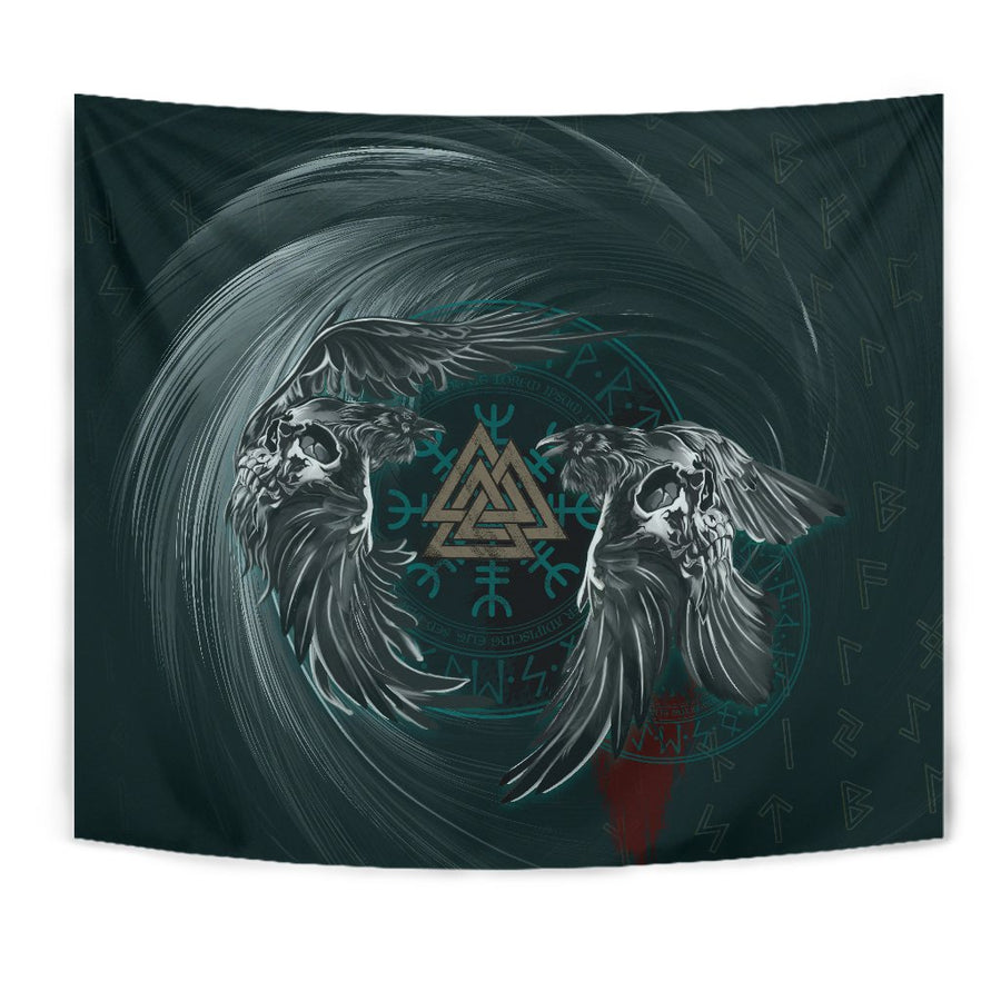 Ligerking Tapestry Ravens Skull Tattoo A79