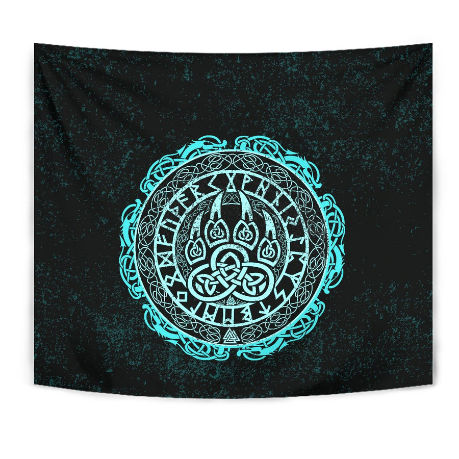 Ligerking Tapestry - Viking Bear Claws Cyan Tattoo A27