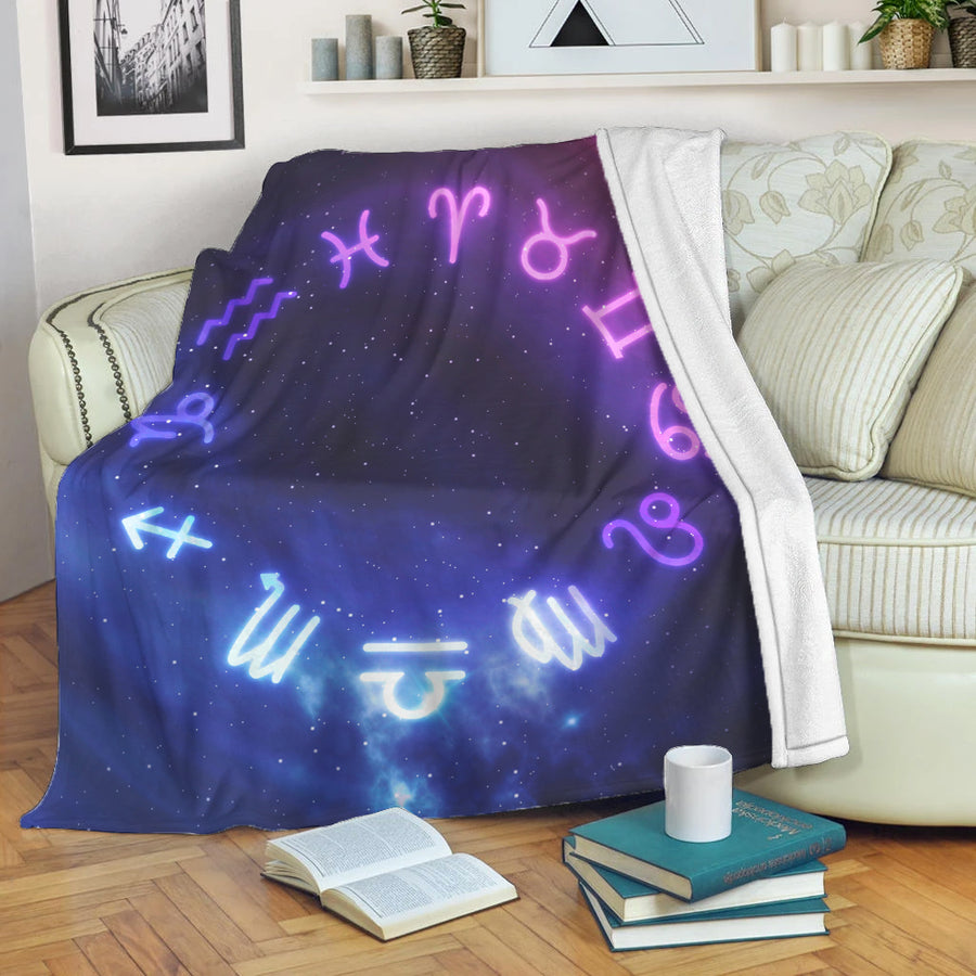 Viking Premium Blanket - Divination Zodiac Purple Gradiant Premium Blanket A35