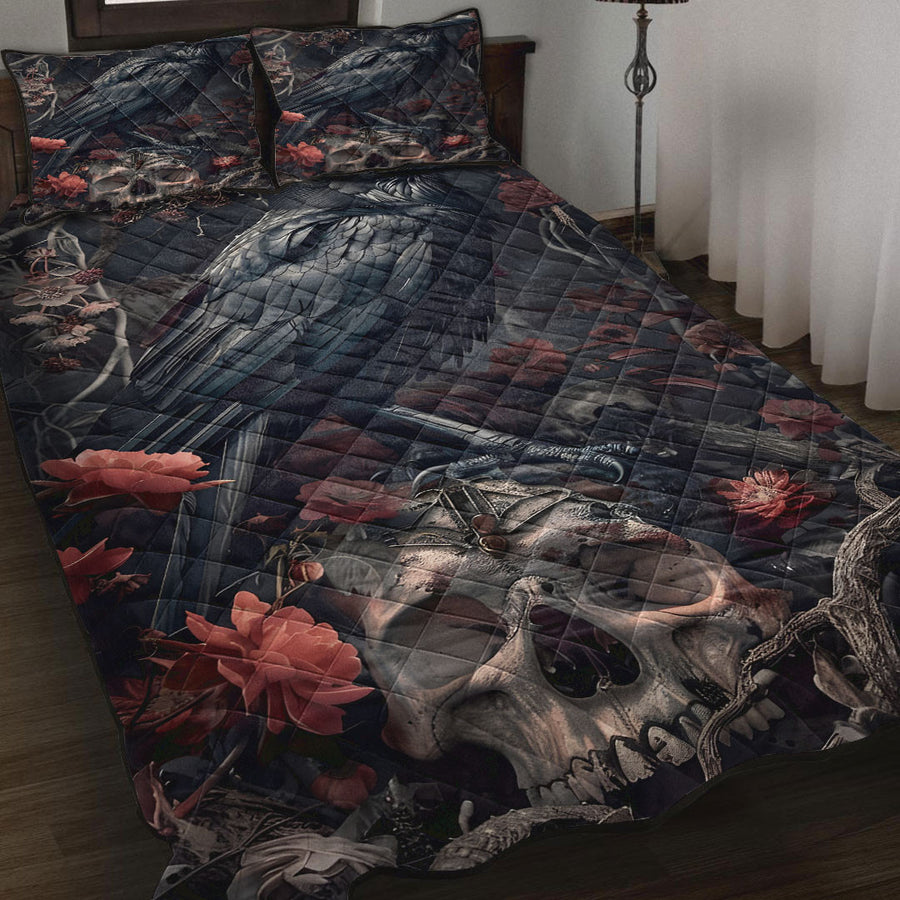 Ligerking Quilt - Raven Rose and Skull Quilt A35