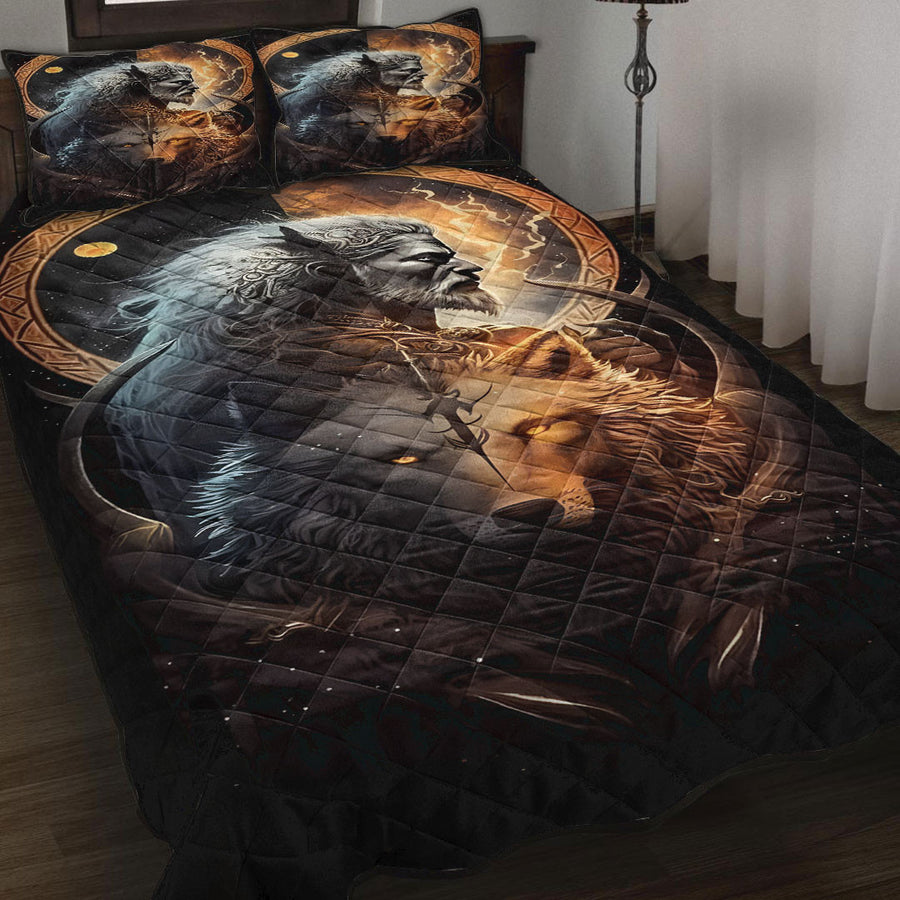 Ligerking Quilt - Viking Warrior and Wolf Quilt A35