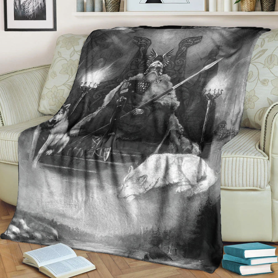 Ligerking Premium Blanket - King Odin Viking Wolf Premium Blanket A35