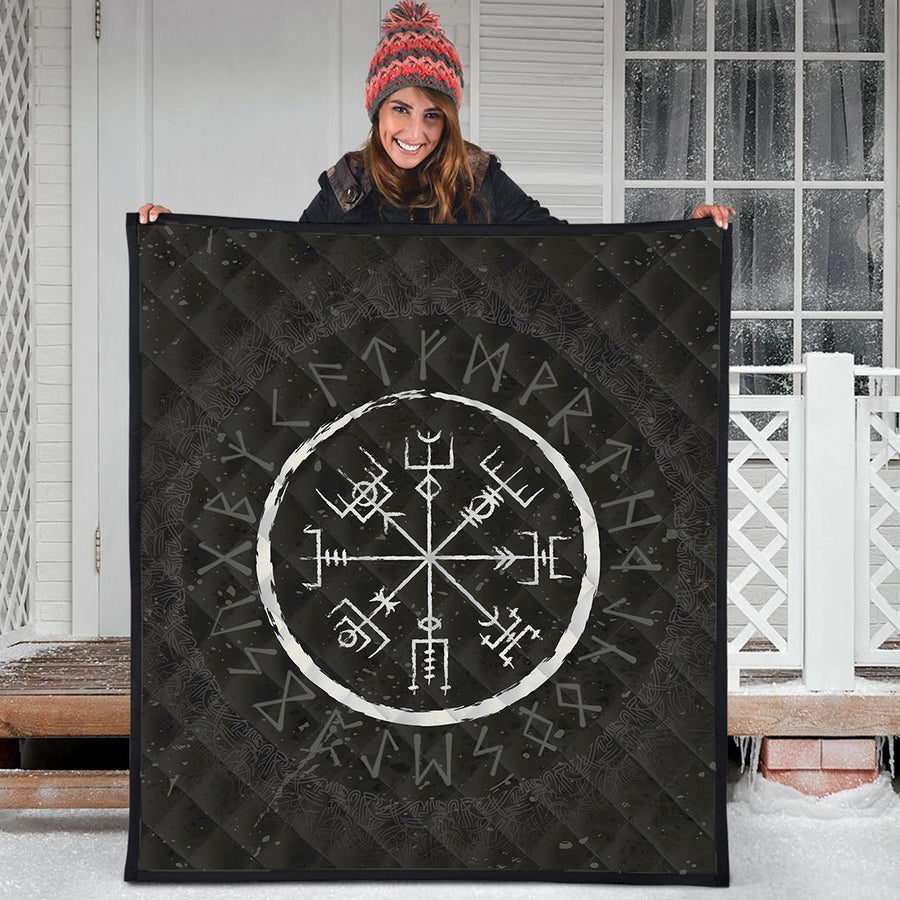Ligerking Premium Quilt - Vegvisir and Rune Round Vector Style Premium Quilt A35