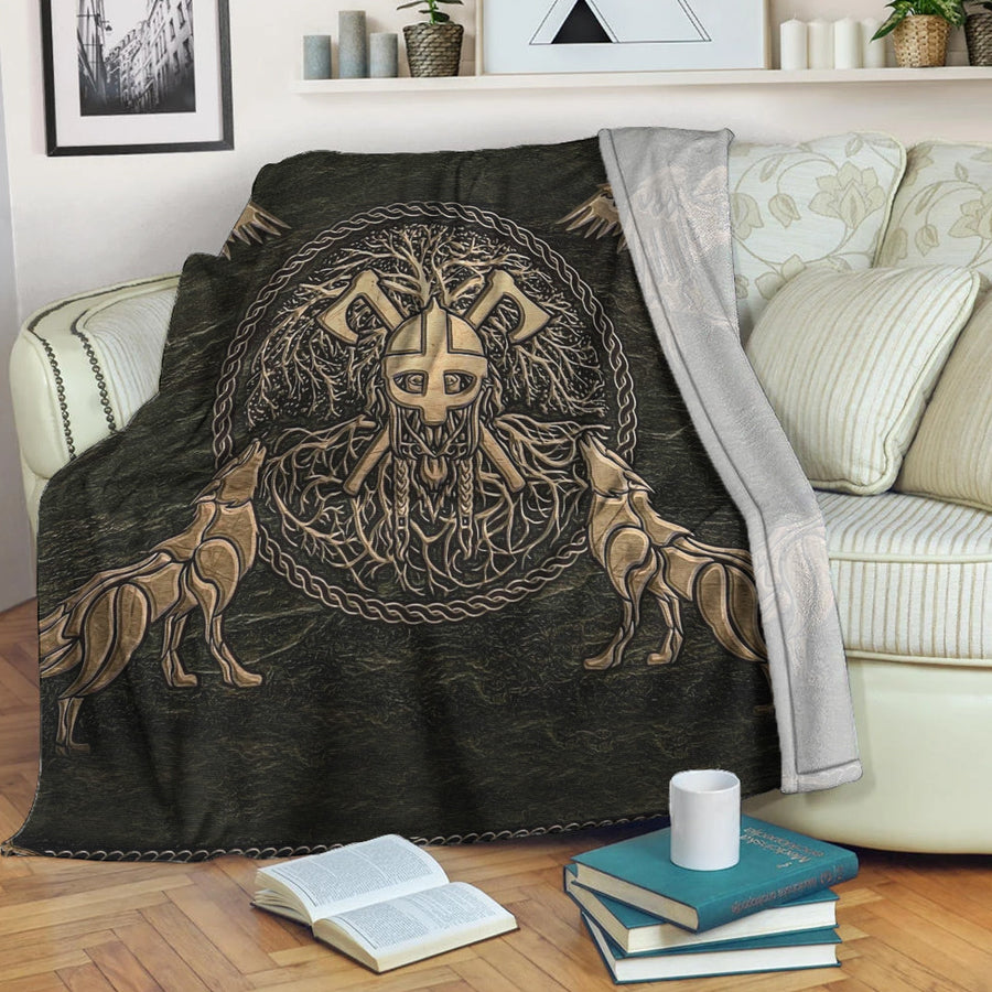 Ligerking Premium Blanket - Viking Warrior Mugin and Hugin,Skoll and Hati Premium Blanket A35