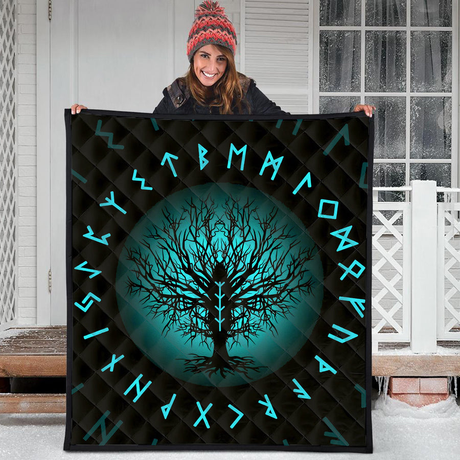 Ligerking Premium Quilt - Yggdrasil and Rune Round Tattoo Premium Quilt A35
