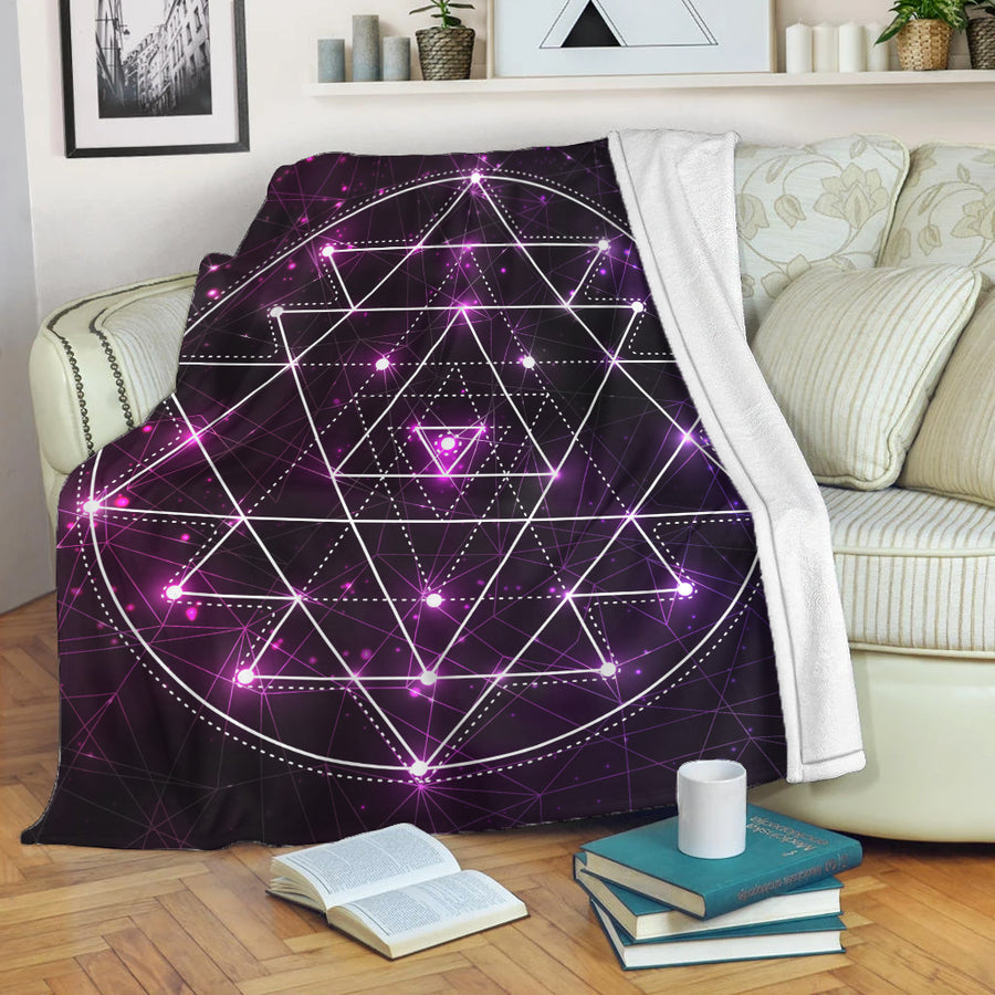 Viking Premium Blanket - Divination Sri Yantra Alchemy on Galaxy Purple Background Premium Blanket A35