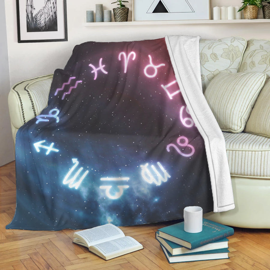 Viking Premium Blanket - Divination Zodiac Red Blue Gradiant Premium Blanket A35