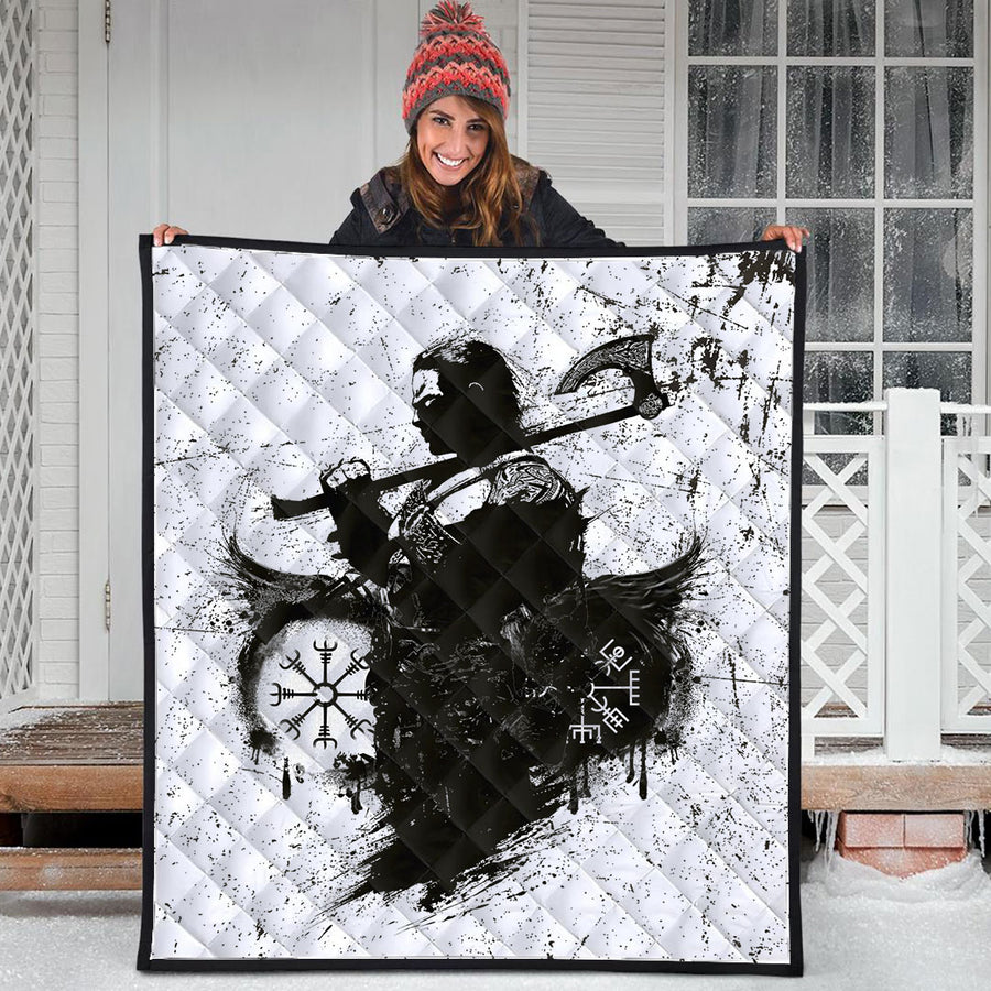 Ligerking Premium Quilt - Viking Warrior Tattoo Black Premium Quilt A35