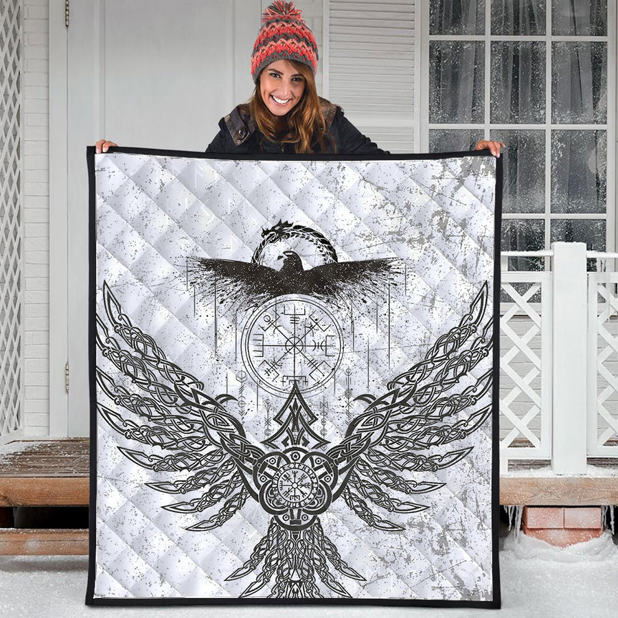 Ligerking Premium Quilt - Raven Midgard and Compass Viking Premium Quilt A35