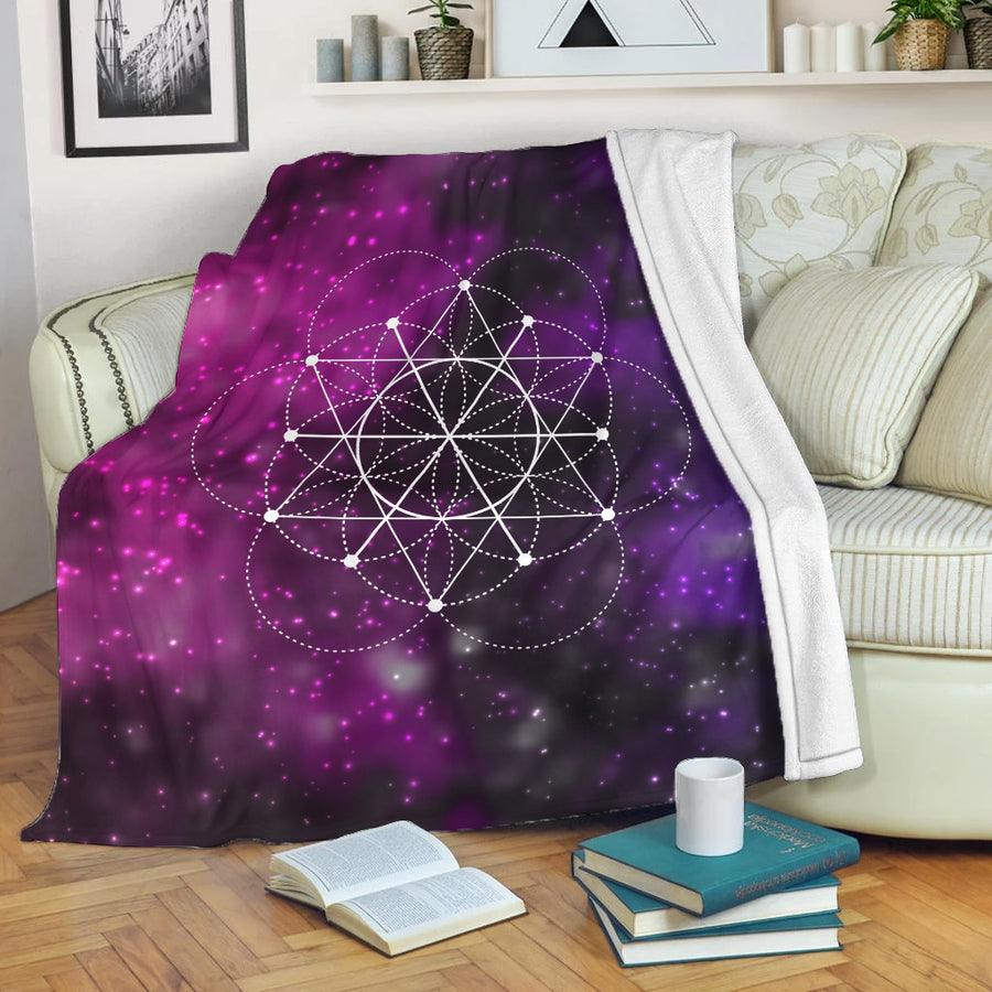 Viking Premium Blanket - Divination Sri Yantra Alchemy on Galaxy Background Premium Blanket A35