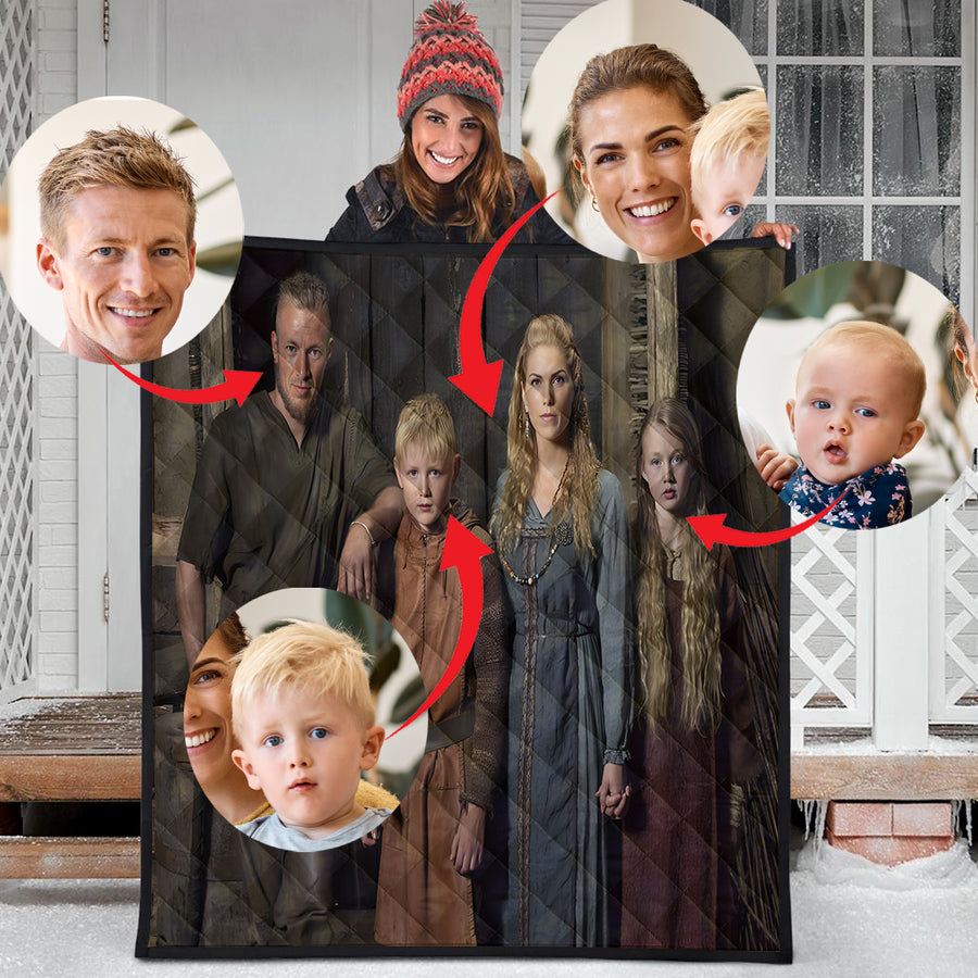 Ligerking Personailzed - Personal Portrait In The Picture Family of Four Ligerking Quilt A35
