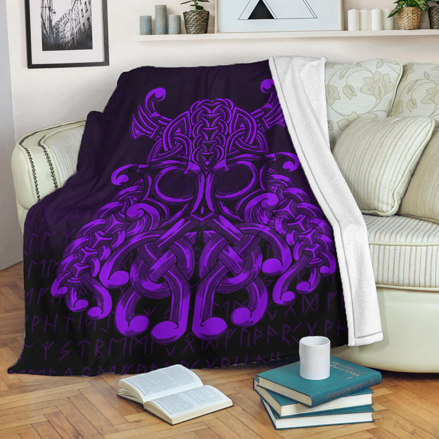 Ligerking Premium Blanket - Vikings Odin Valhalla - Purple Version Premium Blanket A7