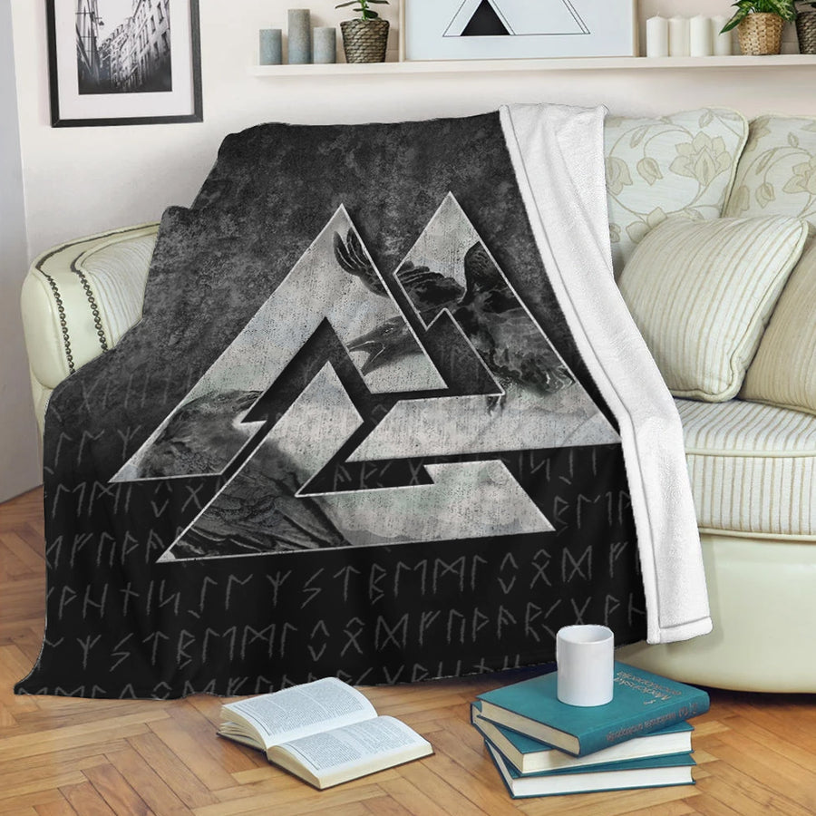 Ligerking Premium Blanket - Huginn Muninn Ravens from Odin Viking Premium Blanket A7