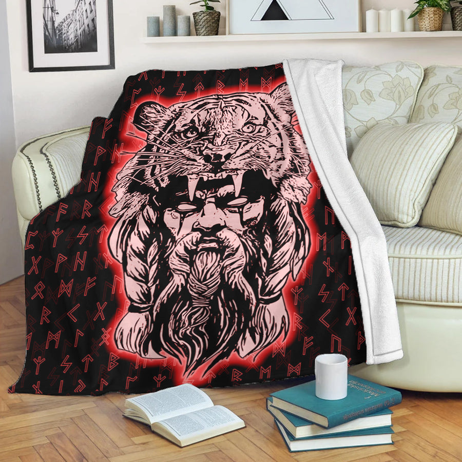 Ligerking Premium Blanket - Wolf Odin Viking Set Red Premium Blanket A95