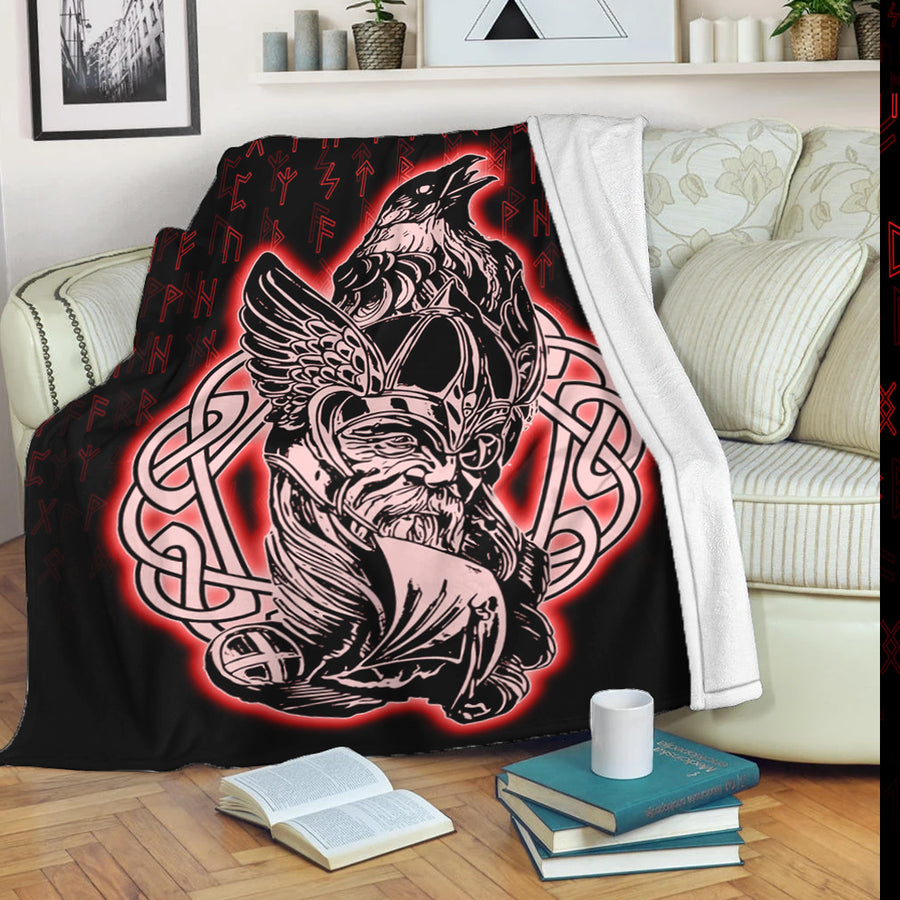 Ligerking Premium Blanket -Odin Raven Viking Set Red Premium Blanket A95