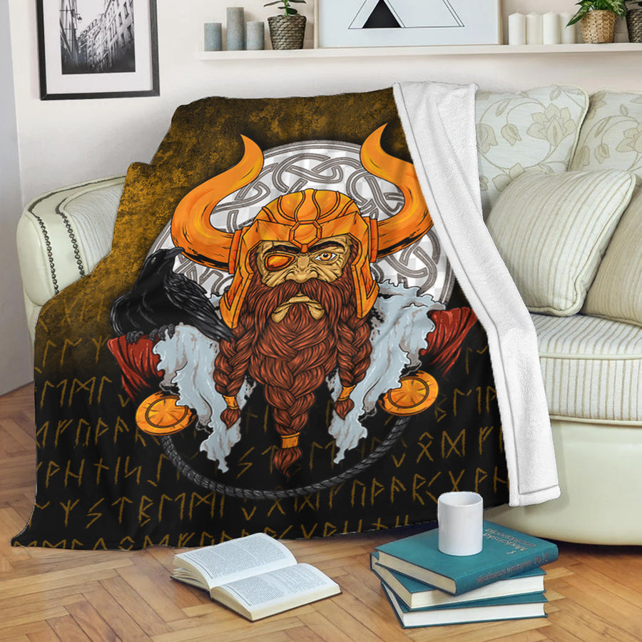 Ligerking Premium Blanket - Viking God Odin Raven Premium Blanket A7