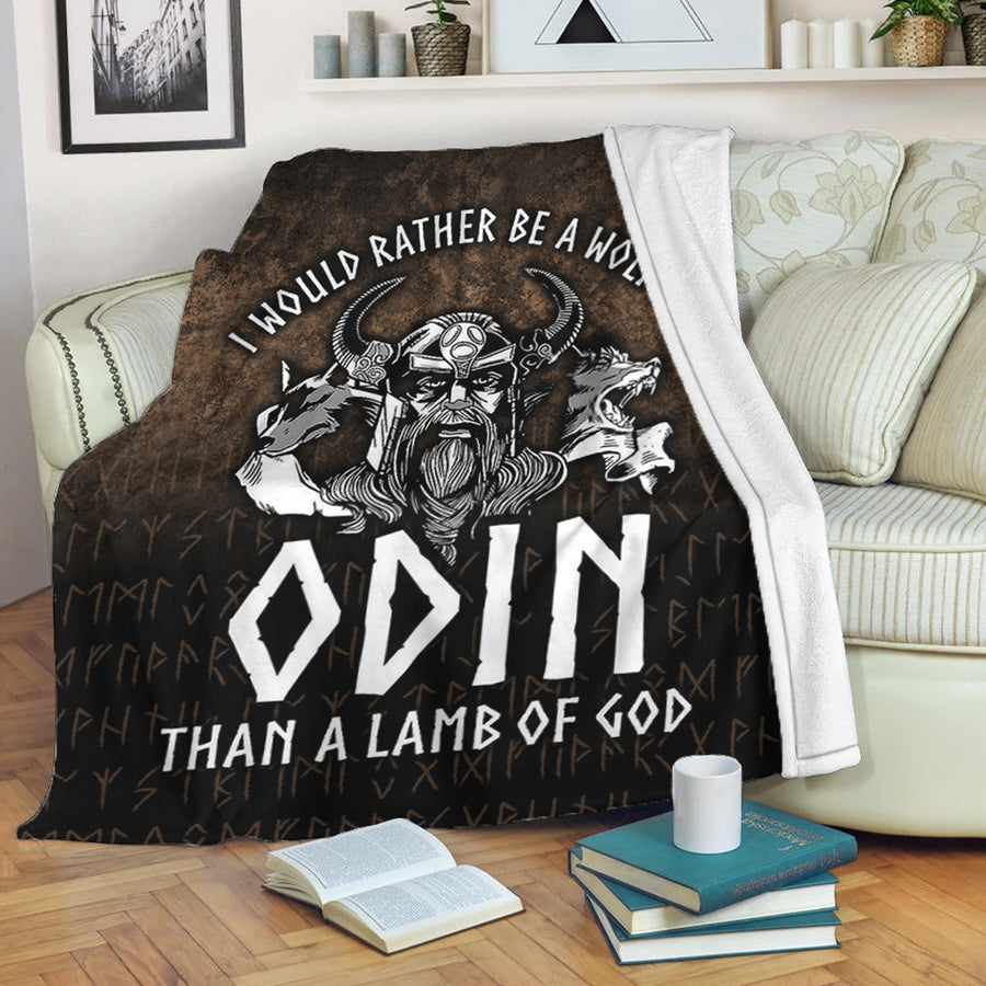 Ligerking Premium Blanket -I Would Rather Be A Wolf Of Odin Than A Lamb Of God Premium Blanket A7