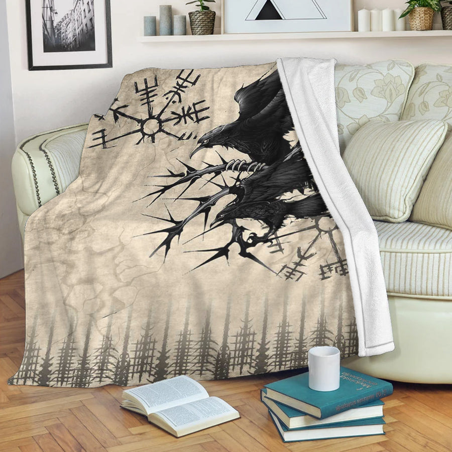Ligerking Premium Blanket - Raven and Vegvisir Vintage Style Premium Blanket A94