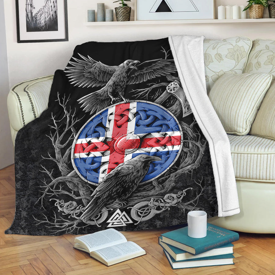 Ligerking Premium Blanket - Iceland Raven Odin Viking Country Premium Blanket A95