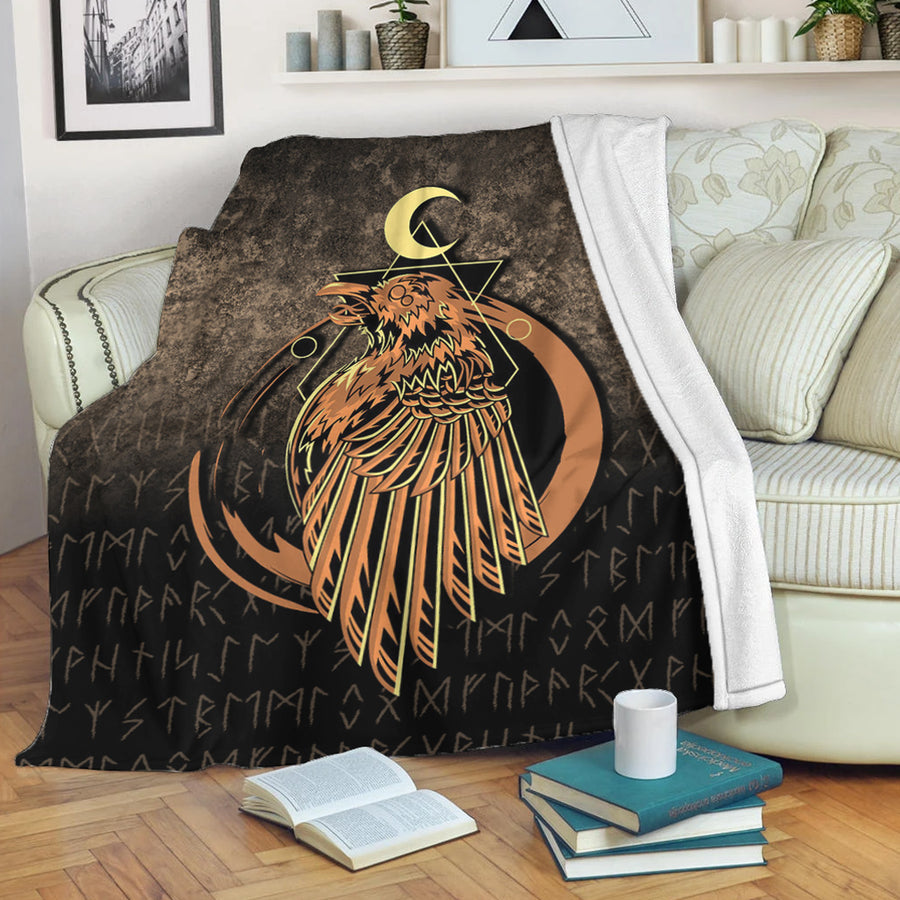 Ligerking Premium Blanket - Raven Viking Warrior Valhalla Norse Premium Blanket A7