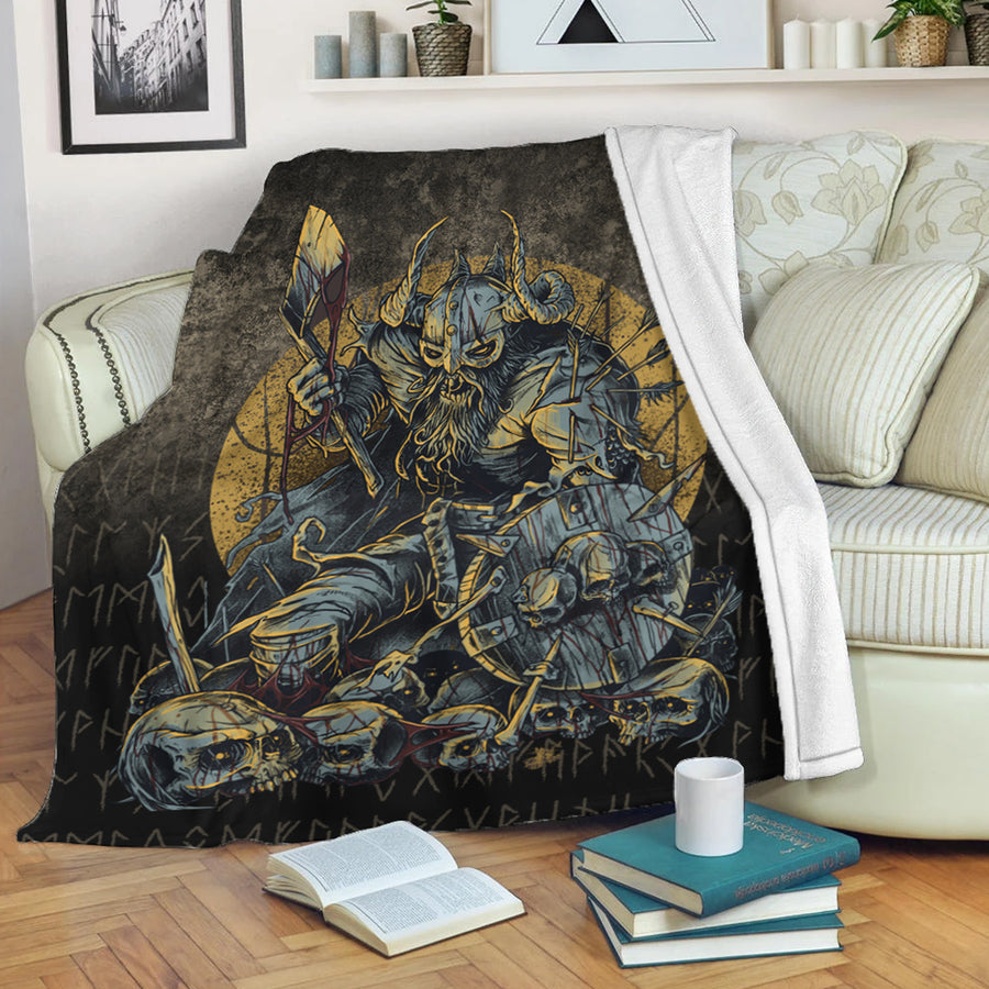 Ligerking Premium Blanket - Viking-Warrior-with-Skulls Premium Blanket A7