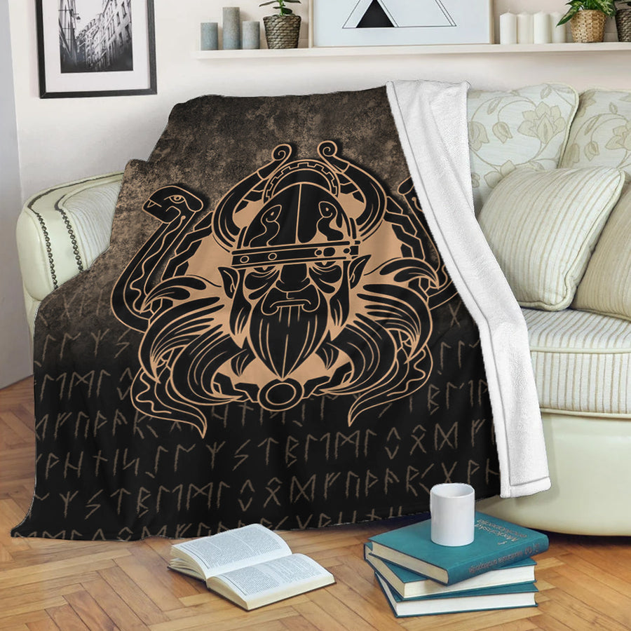 Ligerking Premium Blanket - Nordic Warrior Valhalla Norse - Gold Version Premium Blanket A7