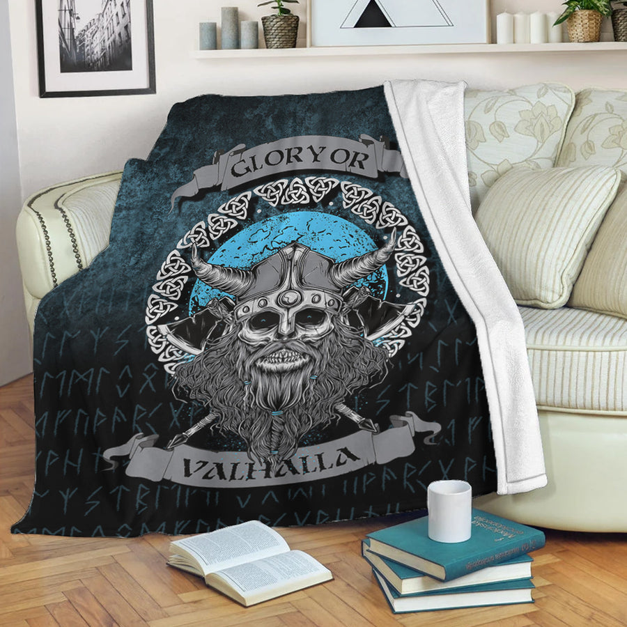 Ligerking Premium Blanket - Glory or Valhalla Viking Skull Premium Blanket A7