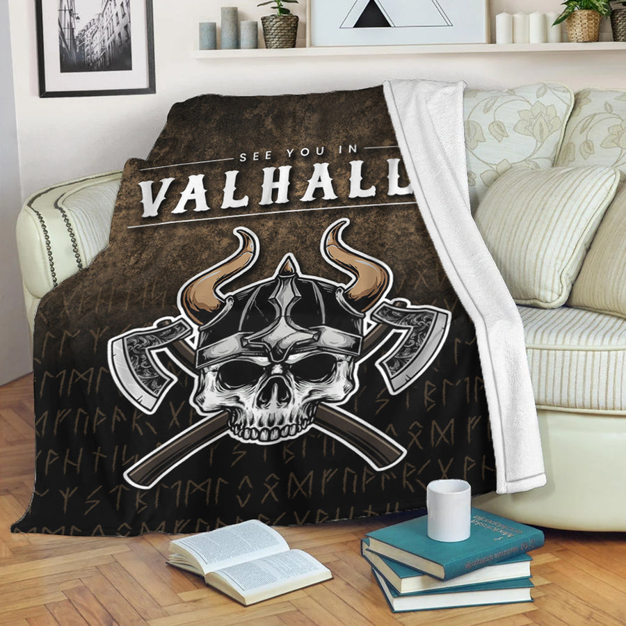Ligerking Premium Blanket - See You In Valhalla Vikings Nordic Premium Blanket A7