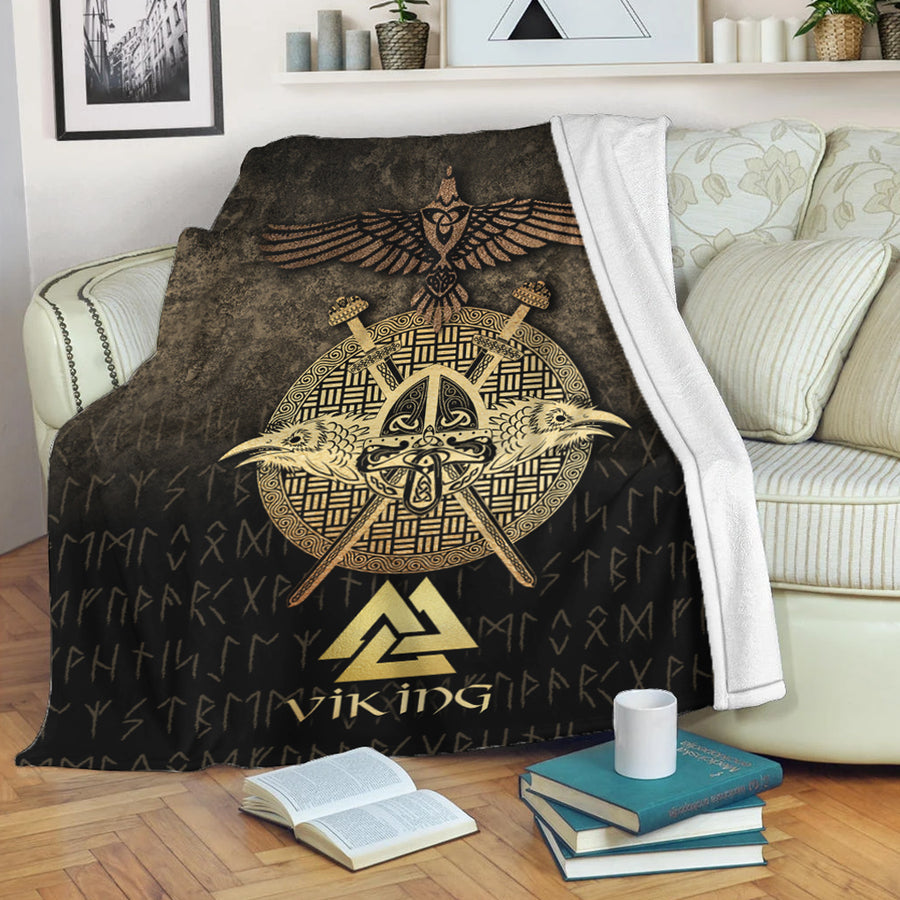Ligerking Premium Blanket - Vikings- Golden- Raven Premium Blanket A7