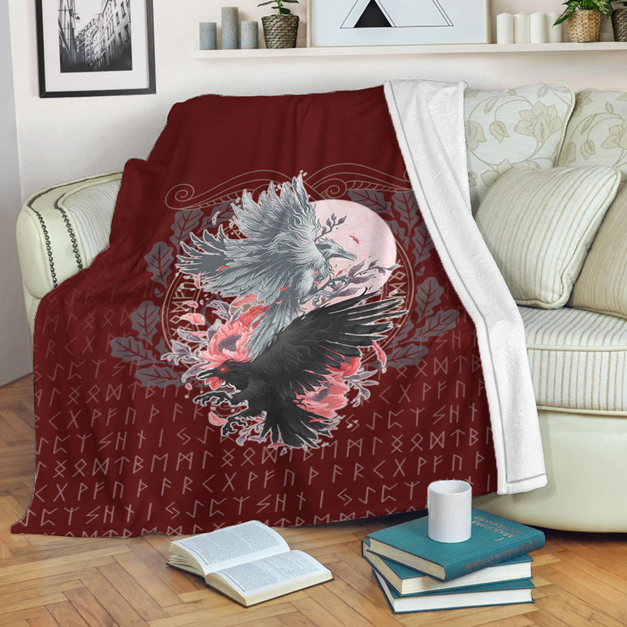 Ligerking Premium Blanket - Raven Black and White Red Yggdrasil HS Premium Blanket A35