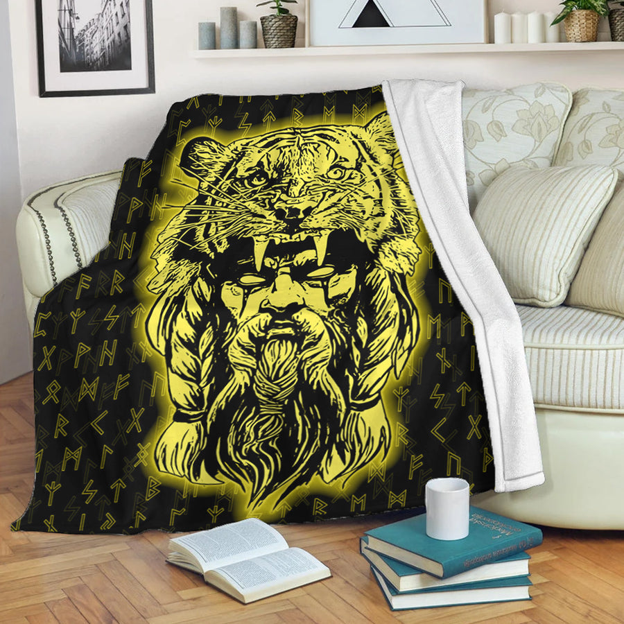 Ligerking Premium Blanket -Wolf Odin Viking Set Gold Premium Blanket A95