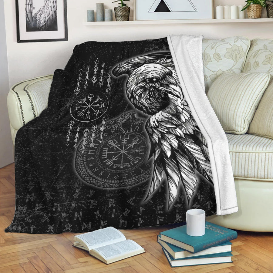 Ligerking Premium Blanket -Raven and Ourobos and Runes Premium Blanket A35