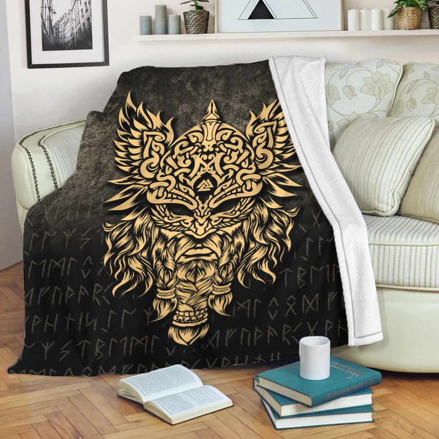 Ligerking Premium Blanket - Odin The Allfather Asgard God And Chief Of Aesir - Gold Version Premium Blanket A7