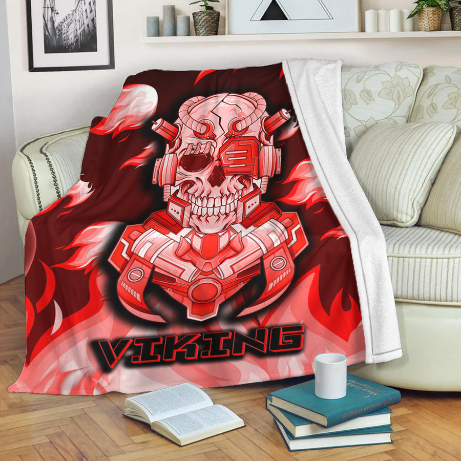Ligerking Premium Blanket - Viking 3D Warrior Robo Fire Red Pattern Premium Blanket A35