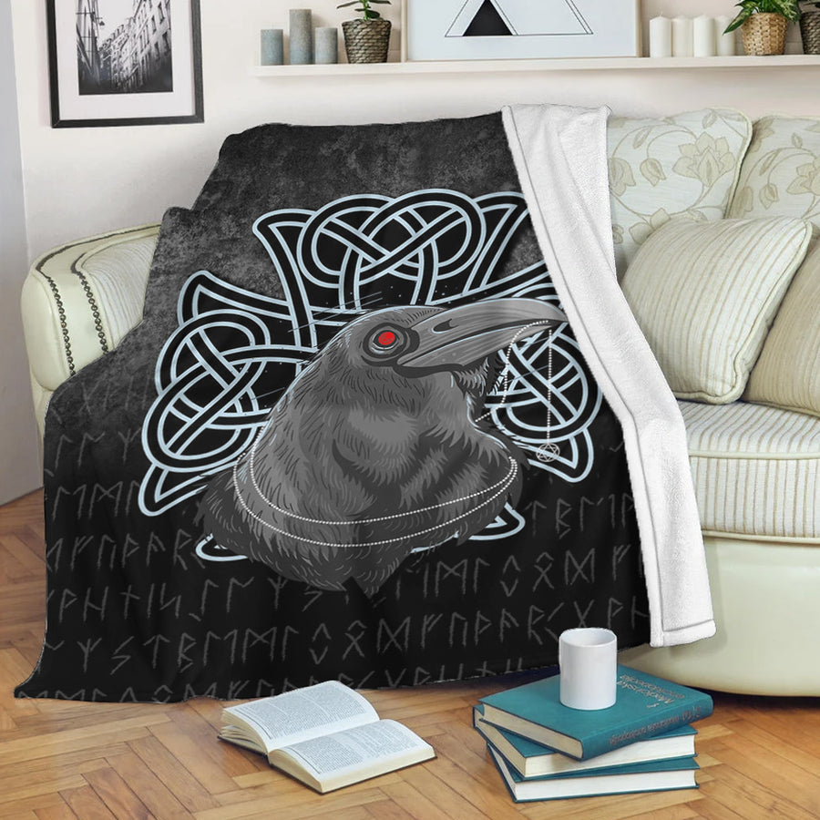 Ligerking Premium Blanket - Raven Viking Warrior Norse Premium Blanket A7