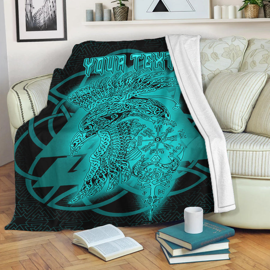 Ligerking Premium Blanket - Valknut Raven Turquoise Viking Homeset Premium Blanket A95