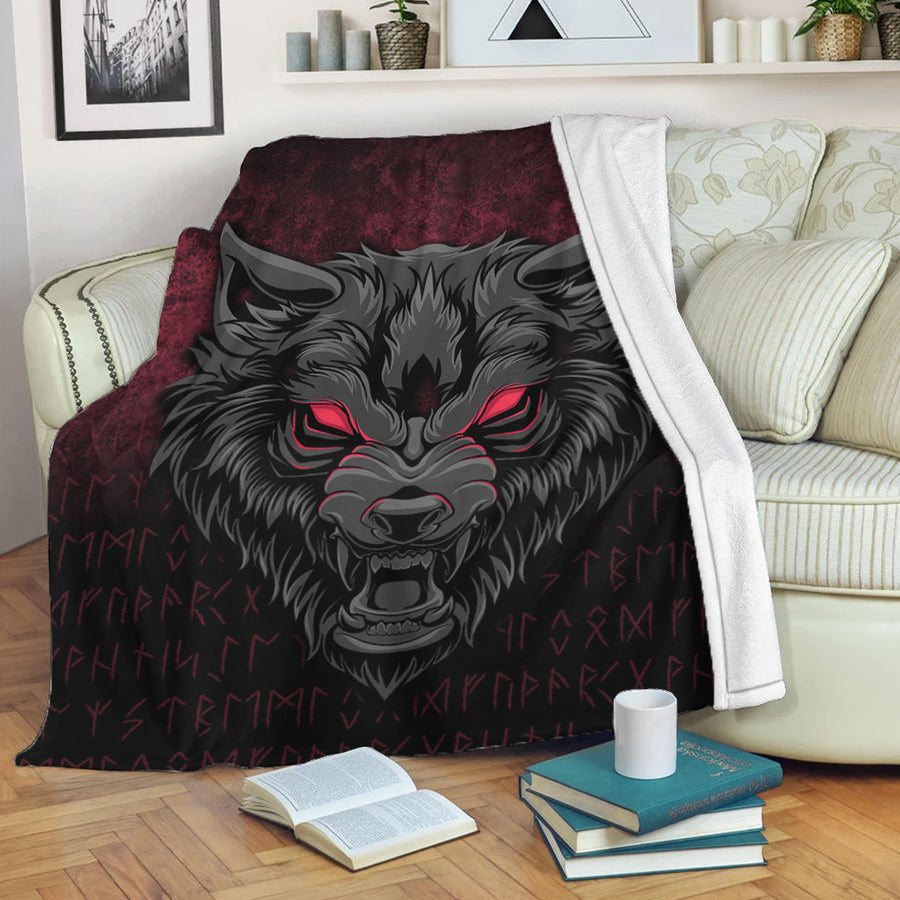 Ligerking Premium Blanket -Fenrir-Wolf---Viking-Symbol---Norse-Mythologie Premium Blanket A7
