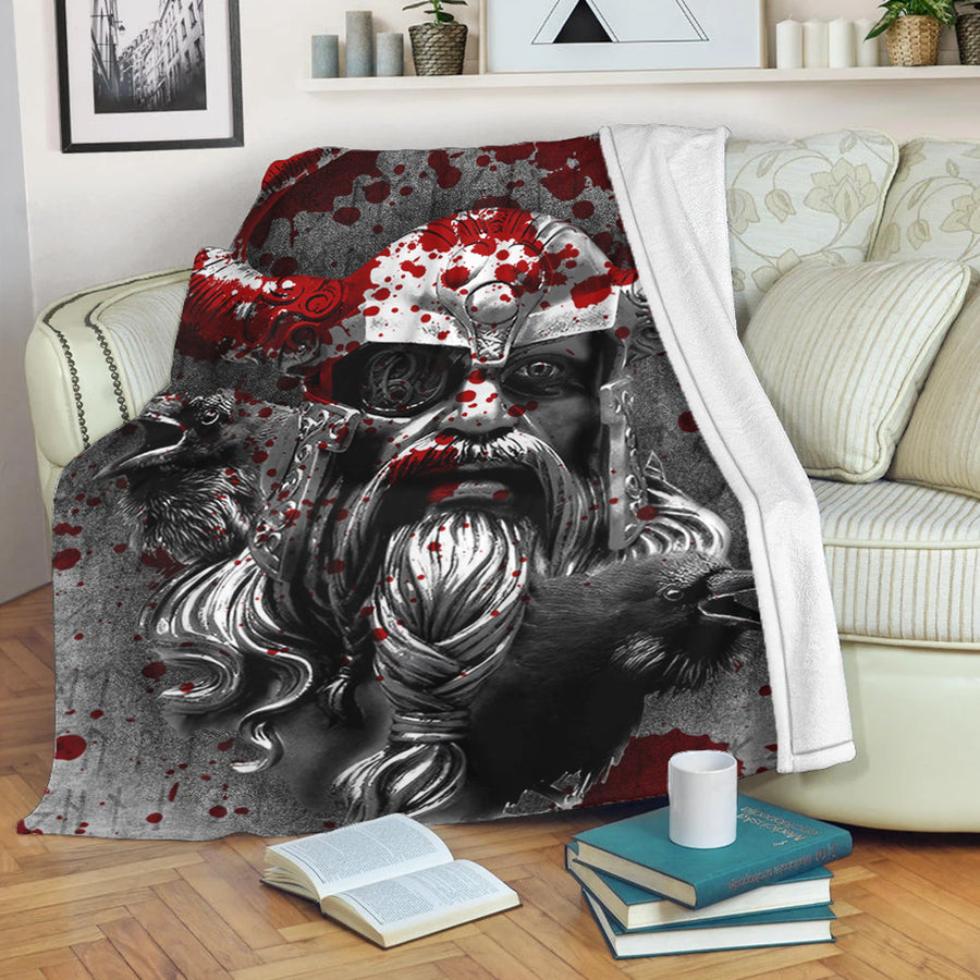 Ligerking Premium Blanket - Raven Viking Odin Blood Premium Blanket A95
