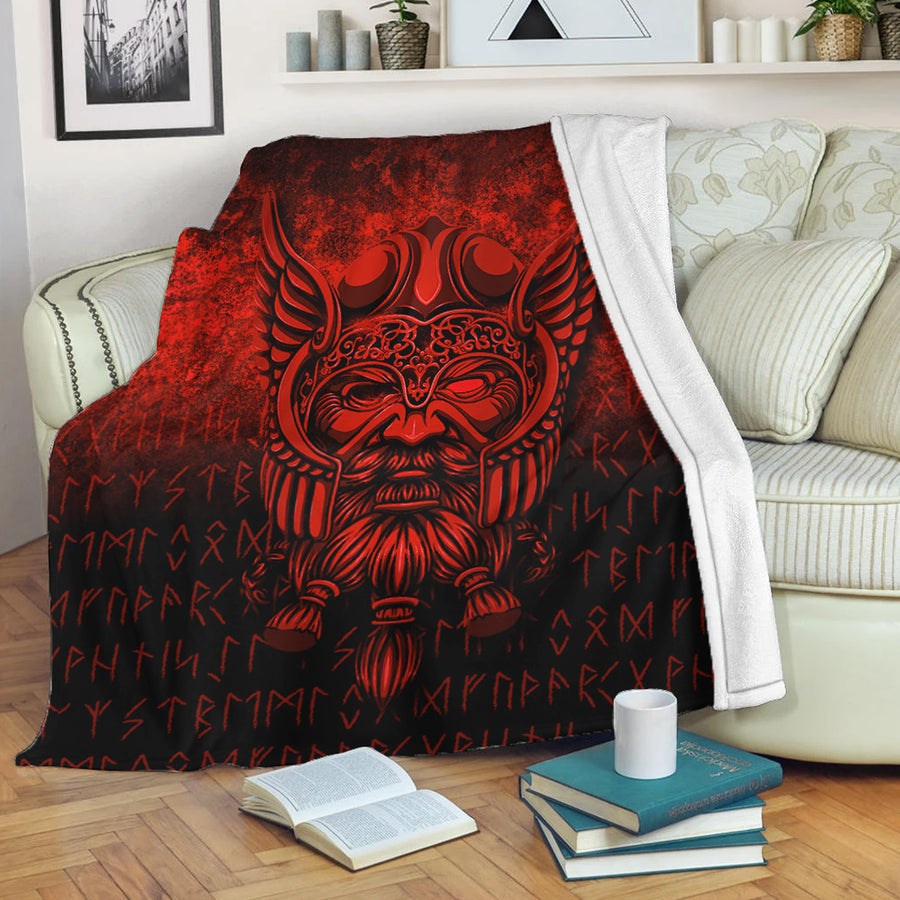Ligerking Premium Blanket - Viking Odin Allfather In Asgard - Red Version Premium Blanket A7