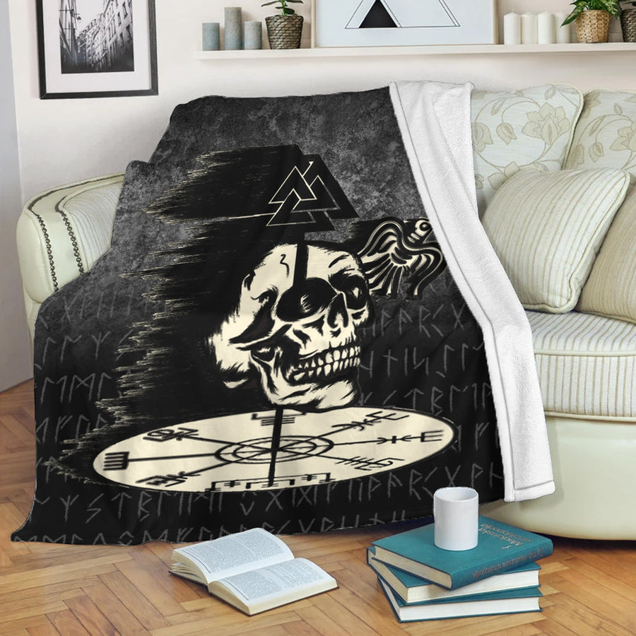Ligerking Premium Blanket -Valhalla-Skull-Ravens Premium Blanket A7