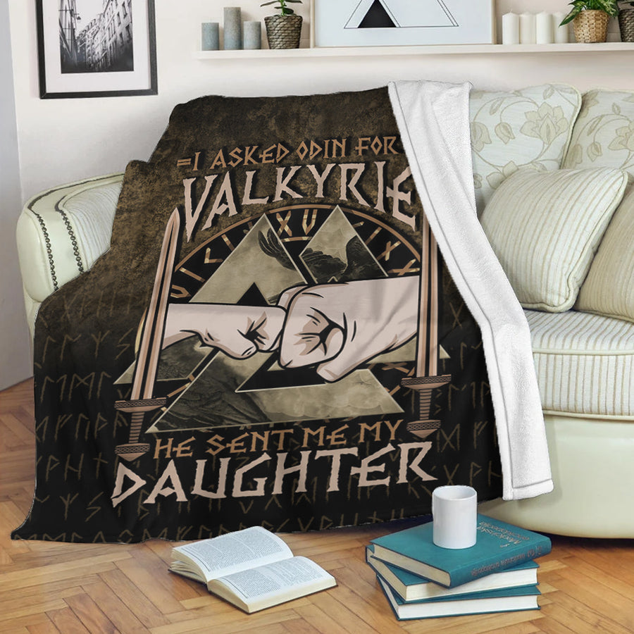 Ligerking Premium Blanket - I asked Odin for a Valkyrie Viking Daughter 2 Premium Blanket A7