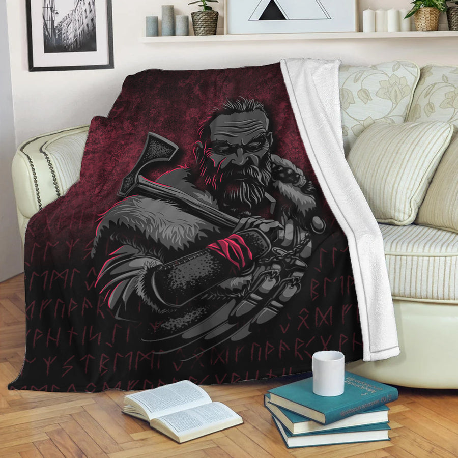 Ligerking Premium Blanket - Viking-Warrior-With-Axe Premium Blanket A7
