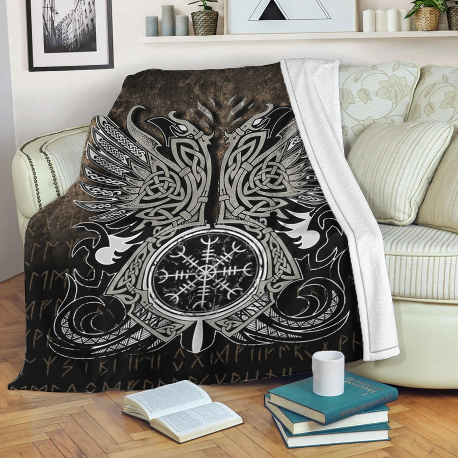 Ligerking Premium Blanket -Huginn & Muninn, Odin's Ravens Premium Blanket A7
