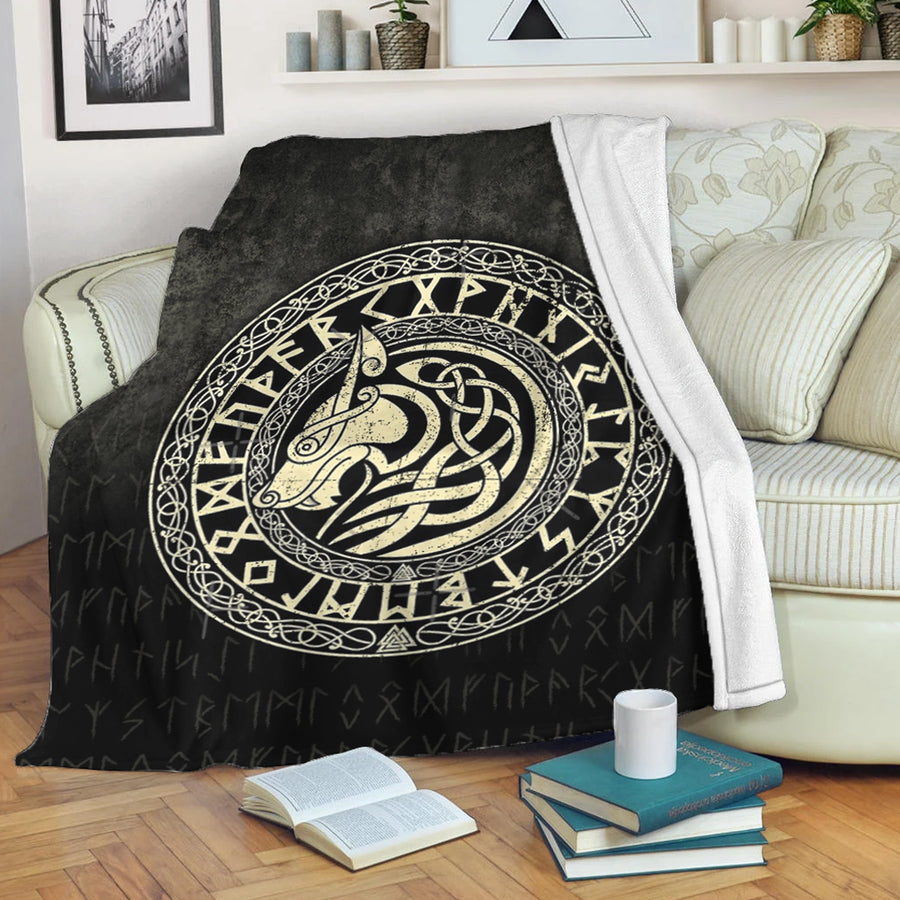 Ligerking Premium Blanket - Viking Wolf - Gold Version Premium Blanket A7