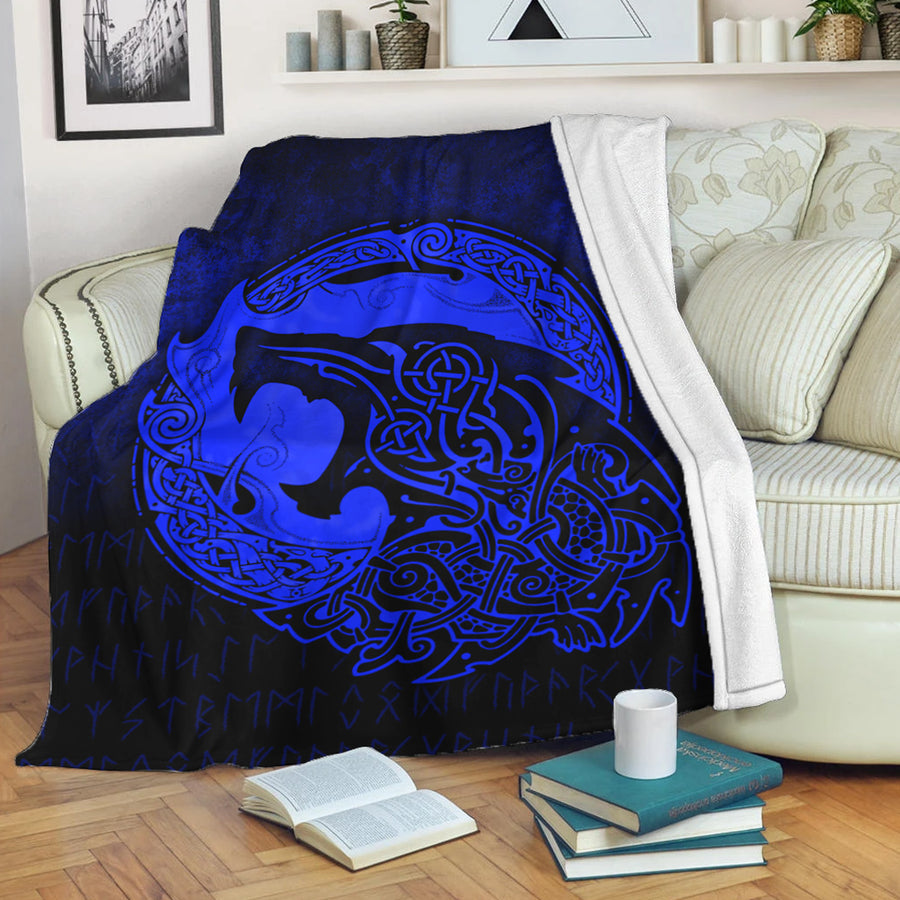 Ligerking Premium Blanket - Fenrir Viking 3D Tattoo - Blue Version Premium Blanket A7