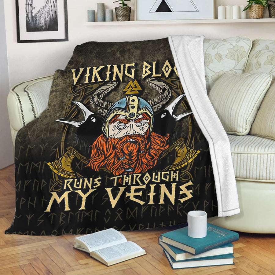 Ligerking Premium Blanket -Viking Blood Runs Through My Veins Premium Blanket A7