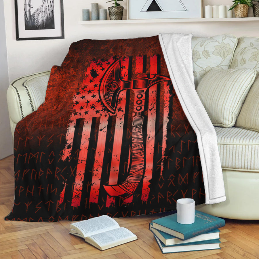 Ligerking Premium Blanket - USA Flag Viking Cool American Norsemen - Red Version Premium Blanket A7