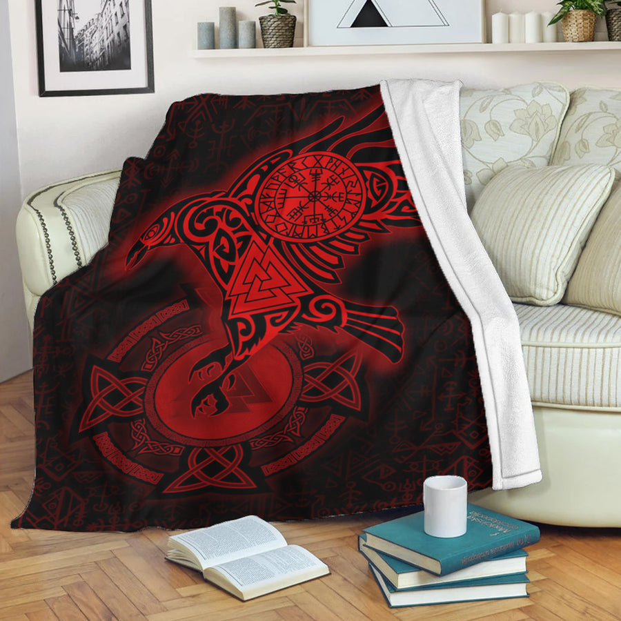 Ligerking Premium Blanket -Celtic Raven Red Viking Homeset Premium Blanket A95